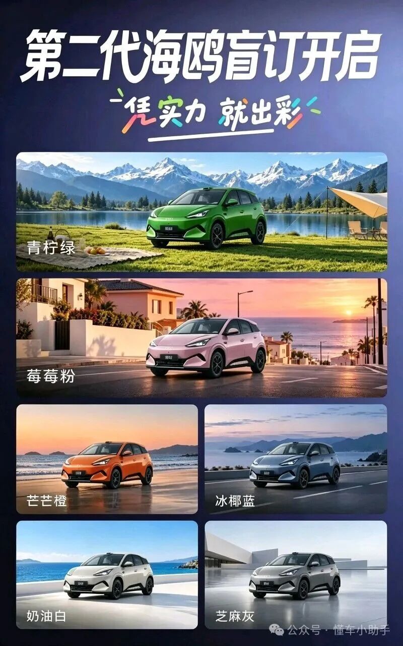 比亚迪第二代海鸥开启盲订 年内上市