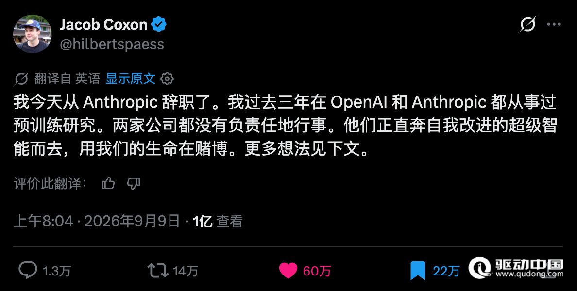 Anthropic研究员离职警告：人类迎来关键几年