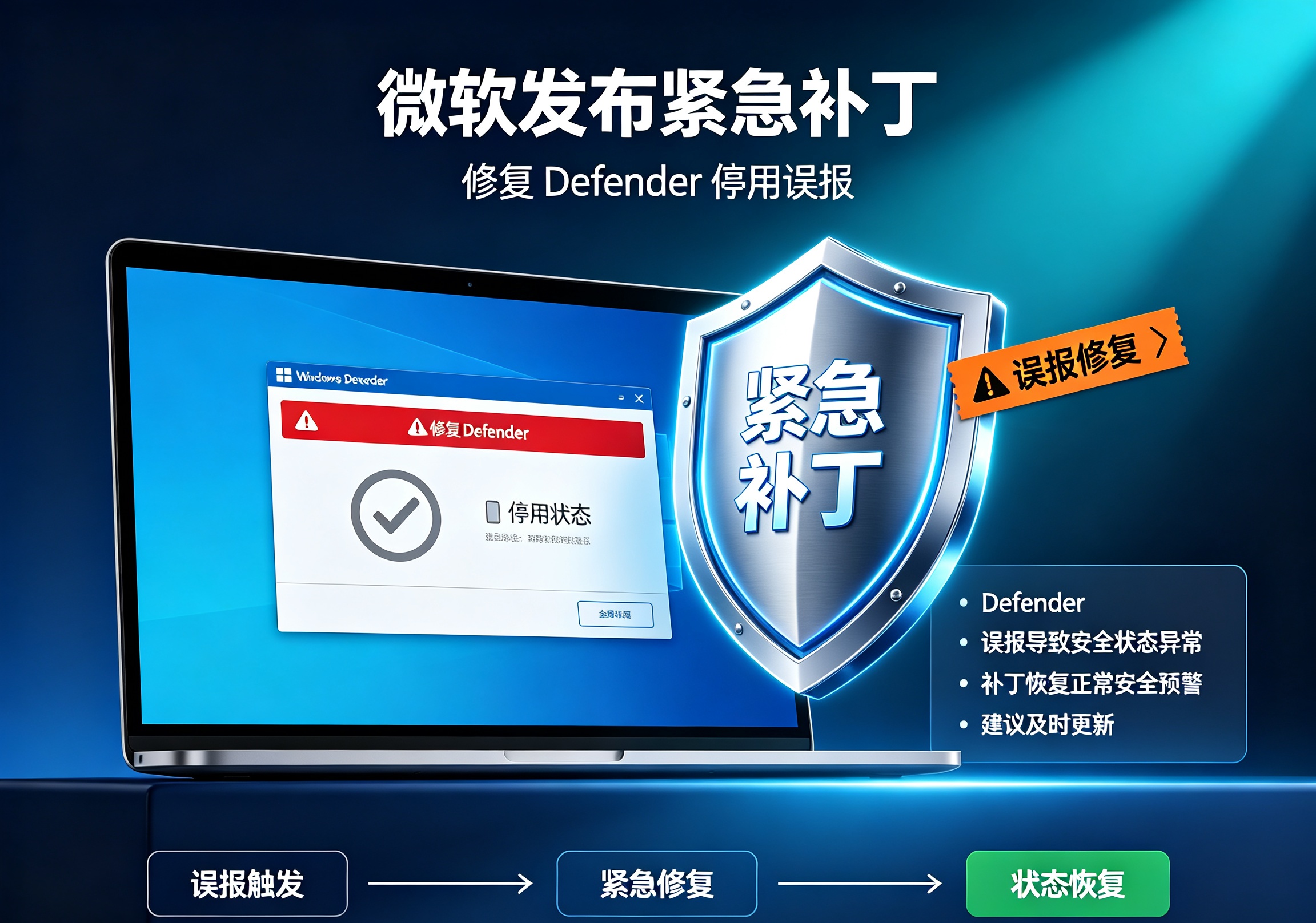微软发布紧急补丁修复Defender停用误报