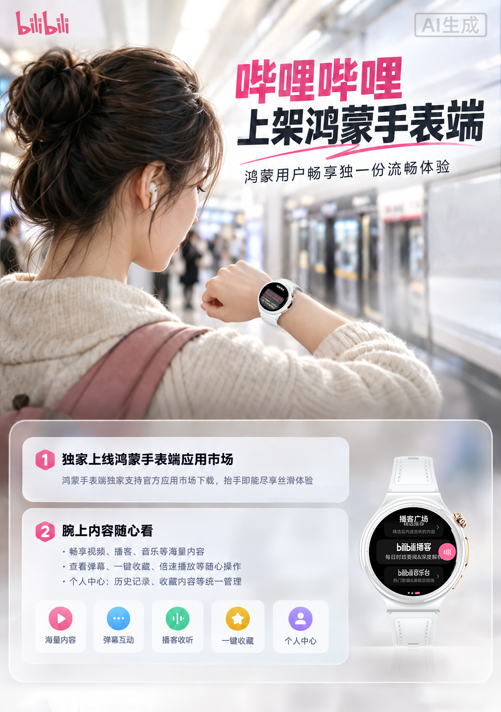 独一份流畅体验！哔哩哔哩上架鸿蒙手表端，随时开启腕上轻娱乐