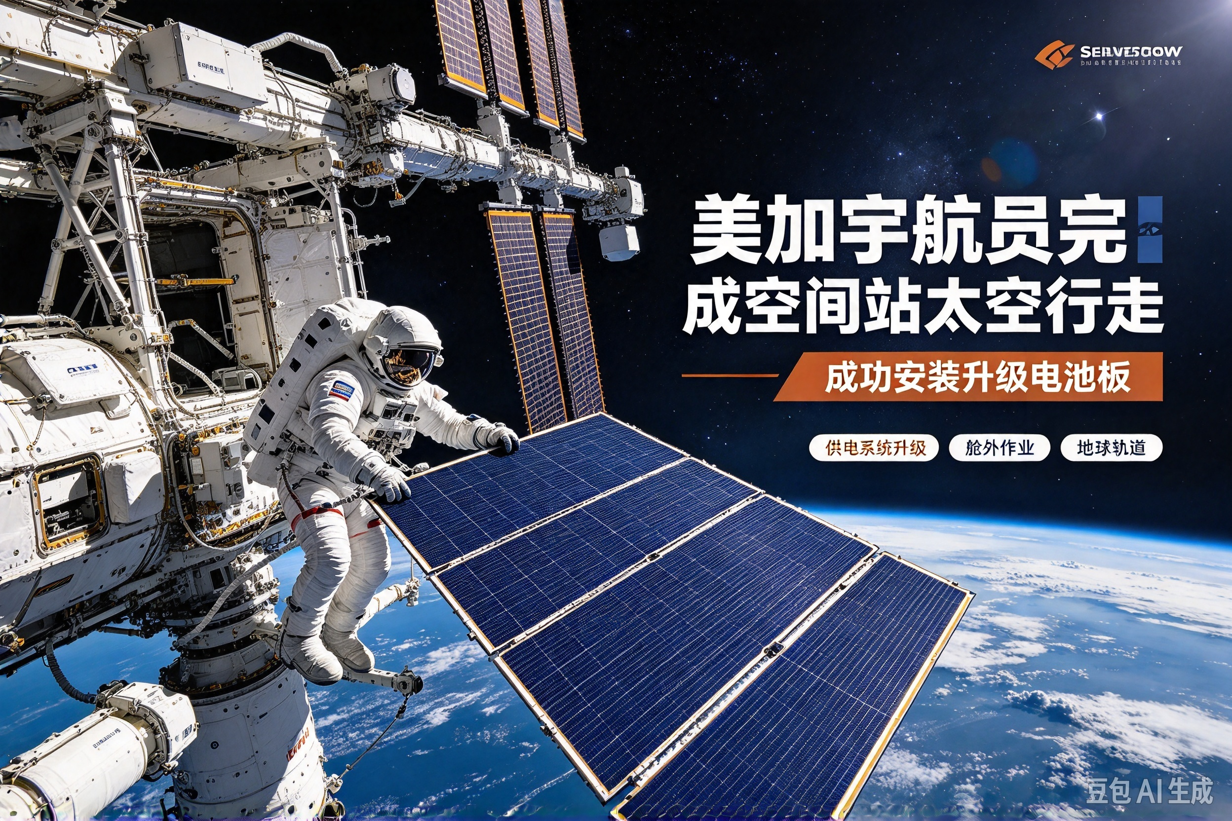 美加宇航员完成空间站太空行走 安装升级电池板