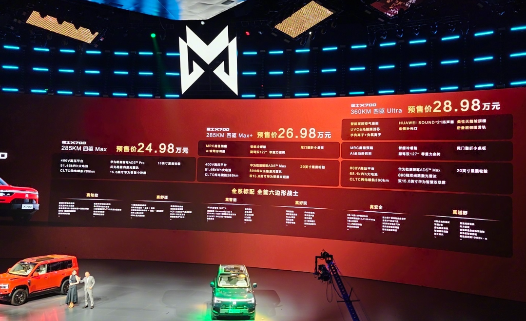 猛士X700开启预售：华为乾崑全栈赋能，24.98万元起！