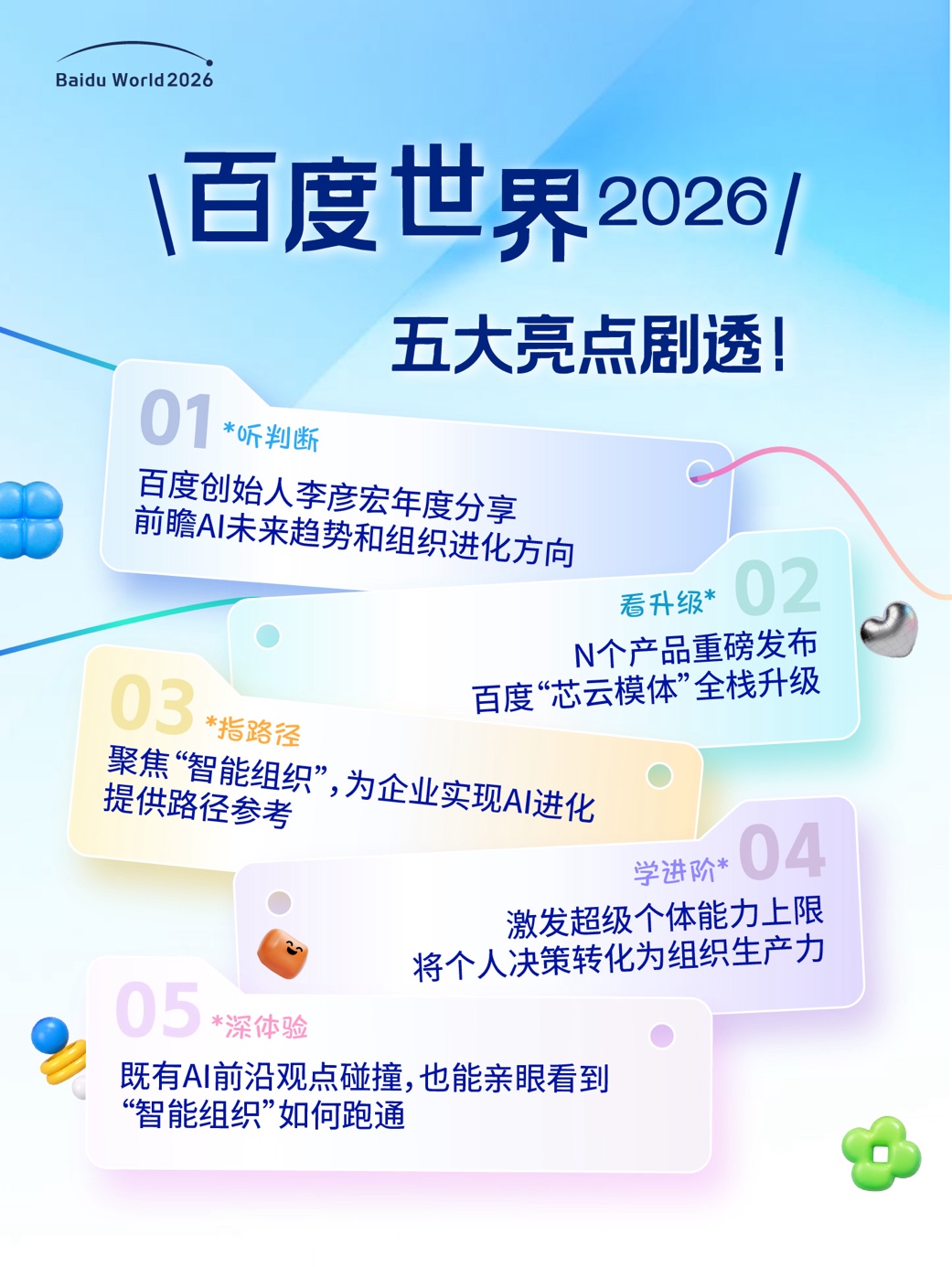 百度世界2026五大亮点曝光，企业和开发者值得关注什么？